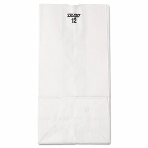 #12 Paper Grocery Bag, 40lb White, Standard 7 1/16 x 4 1/2 x 13 3/4, 500 bags